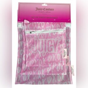 Juicy Couture Home Mesh Wash Bags 3-ct Laundry Storage Pink XOXO NEW NWT